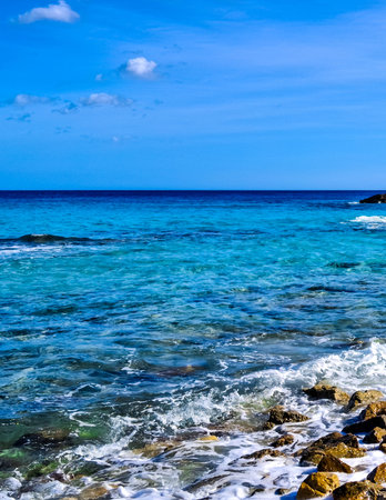 Beautiful crystal, turquoise water of Balearic Sea. Beauty of nature.の写真素材