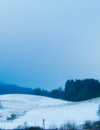 Winter landscape in Kashubia. Northern Poland.の写真素材