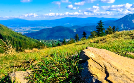 Amazing view from Klimchok Mountain. Beskides Poland.の写真素材