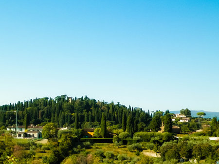 Landscape of countryside in Tuscany italy.の写真素材