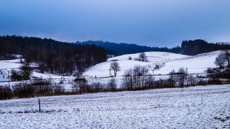 Winter landscape in Kashubia. Northern Poland.の写真素材