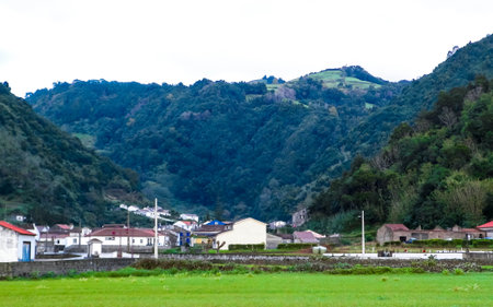 Village Faial da Terra on Sao Miguel Island. Beauty of Azores Archipelago on Atlantic.の写真素材
