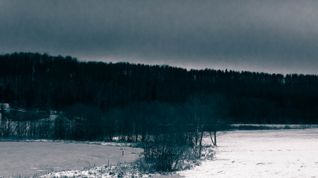 Winter landscape in Kashubia. Northern Poland.の写真素材