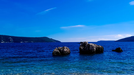 Beach in Budva at early summer. Montenegro is beautiful even after the touristic summer season.の写真素材