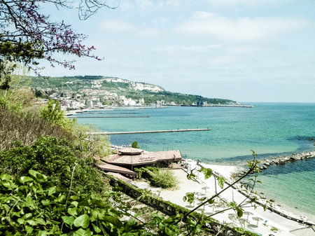 Beautiful Black Sea coast in Balchik, Dobrich Province, Bulgaria.の写真素材