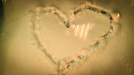 A heart in the snow. A symbol of Valentine's Day and love.
