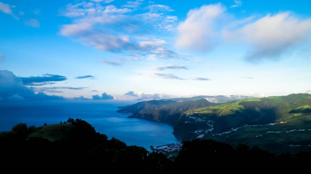 Scenic view of the Atlantic Ocean from the coast of Sao Miguel Island. Azores archipelago.