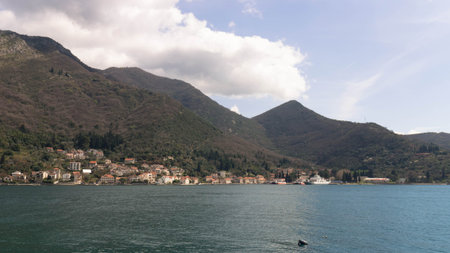 Small village on coast of Kotorska Bay. Montenegro.