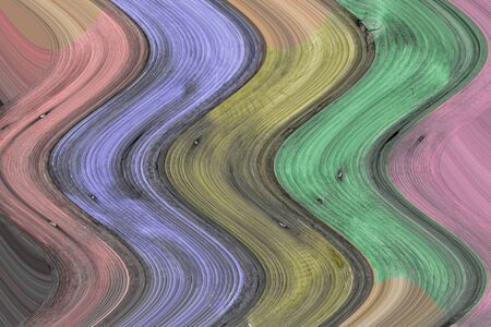 Rainbow colors as a colorful backdrop. Colorful wooden wavy background.の写真素材