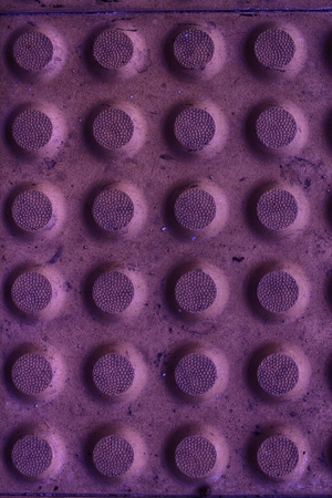Purple Dot sign on the floor for warning blind peopleの写真素材