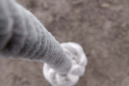 Rope closeup - Thick coiled rope with knotの写真素材