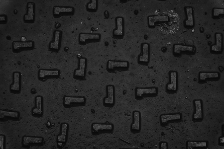 Monochrome Wet Iron Background, rusty texture, cracked surface.の写真素材