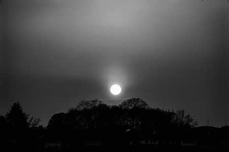 Landscape, sunny dawn in a field, beautiful sunset in autumn.の写真素材