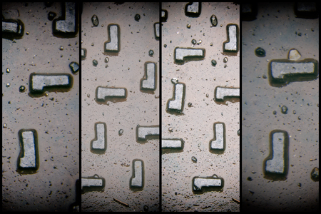 Wet Iron Background, rusty texture, cracked surface.の写真素材