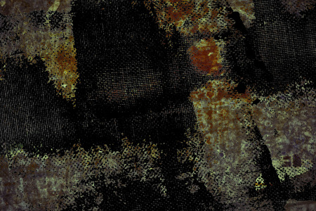 Grunge Torn poster after vote on tin textured wall. Ripped newspaper.の写真素材