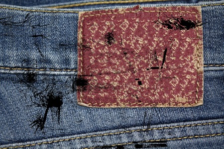 Grunge Perspective and closeup view to abstract space of empty light blue natural clean denim...
