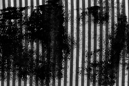 Grunge dirty Black and white closeup of stripped fabric texture.の写真素材