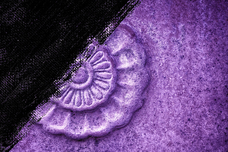 Ultra purple Ornate stone texture, circle rock shape, background for web site or mobile devices .