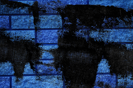 Grunge Ultra blue Brick texture of old vintage building, design concept.の写真素材