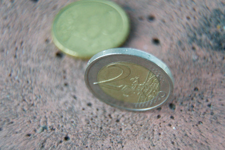 Business concept, macro Two euro coin and 50 cents.の写真素材