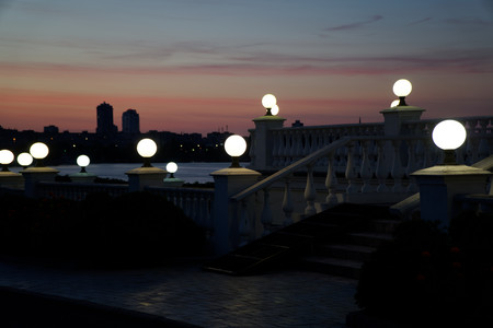 Streetlight halogen lamp, night illuminationの写真素材