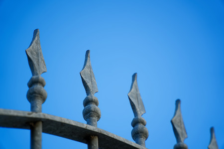 Forged iron fence closed up ornamentの写真素材