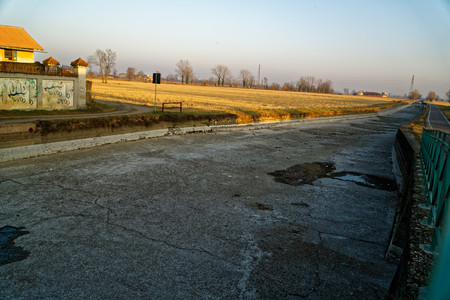 Dried up water canal, global warming concept.の写真素材