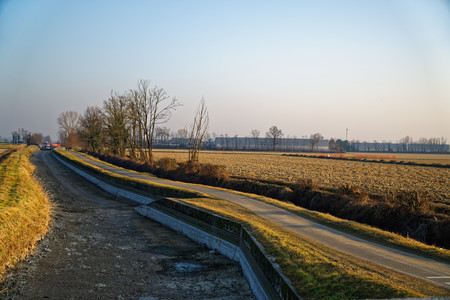 Dried up water canal, global warming concept.の写真素材