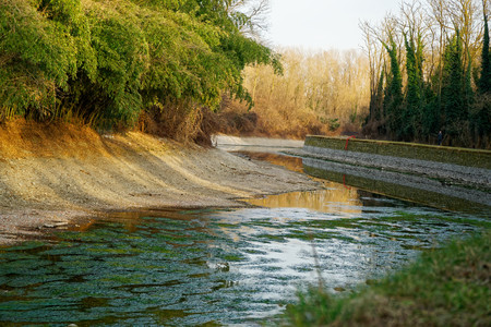 Drought water canal caused by natural disasters in the dry seasonの写真素材