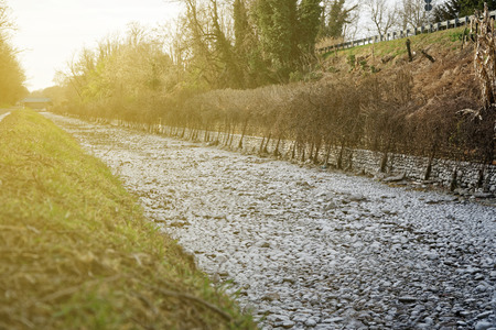 Drought water canal caused by natural disasters in the dry season