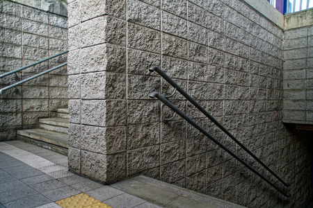 Underground passage stairs leading up on the street, underground crossingの写真素材
