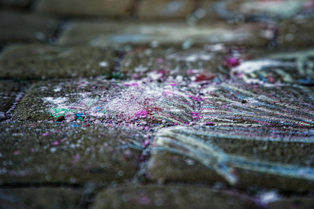 Chalk painting of an abstract lines on the pavement.の写真素材