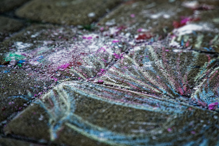 Chalk painting of an abstract lines on the pavement.の写真素材