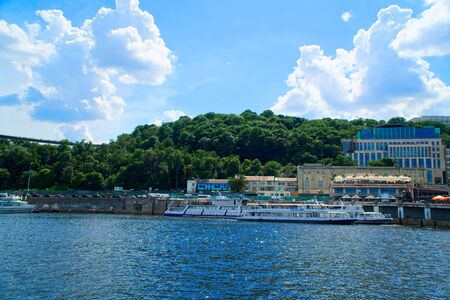 Beautiful view on a river Dnieper on summer, Kyiv, Ukraine.の写真素材