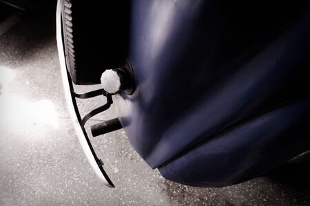 Detail of retro car window and body part, selective focus.の写真素材