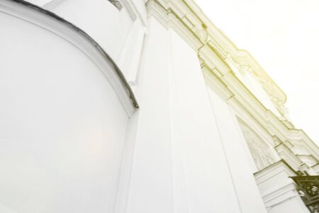 Orthodox church white wall low angle view.の写真素材