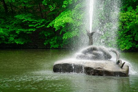Fountain in form of snake with open mouth.の写真素材
