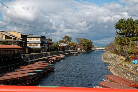 Bridge (shinkyo bridge) in nara japan. Autumn landscape.の写真素材