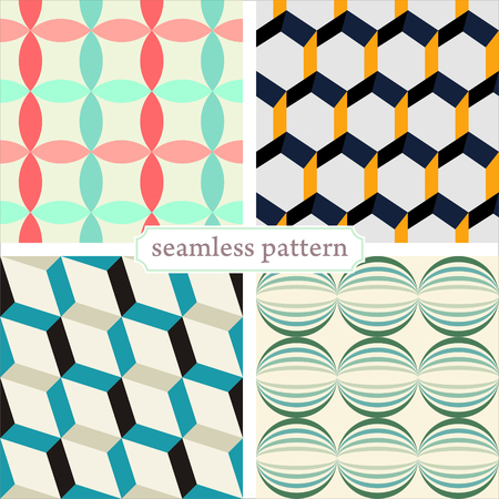 illustration icon seamless geometric pattern in retro style setのイラスト素材