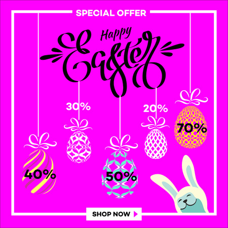 Easter egg sale banner background template.  Vector illustration for wallpaper, flyers, invitation, posters, brochure, discount voucher, banner.のイラスト素材