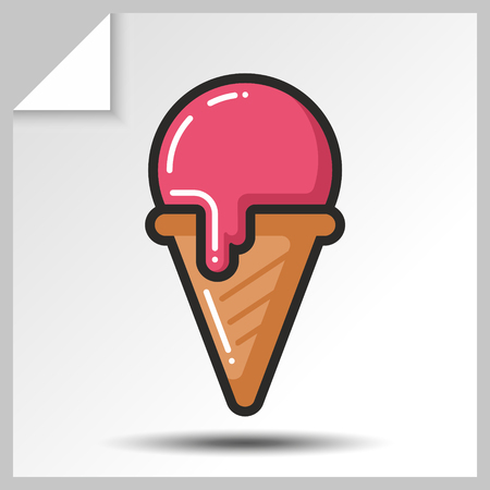 Sweet icon - ice cream in a horn with ball. Vector Isolated flat colorfull illustration.のイラスト素材