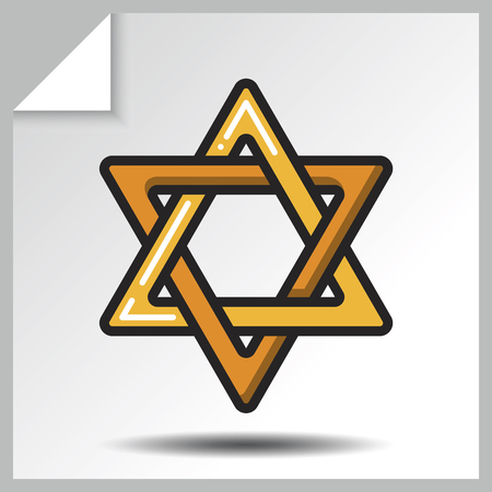 Judaism icon-the six-pointed Star of David. Vector Isolated flat colorful illustration.のイラスト素材