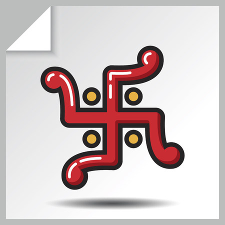 Jainism icon - swastika. Vector Isolated flat colorful illustration.のイラスト素材