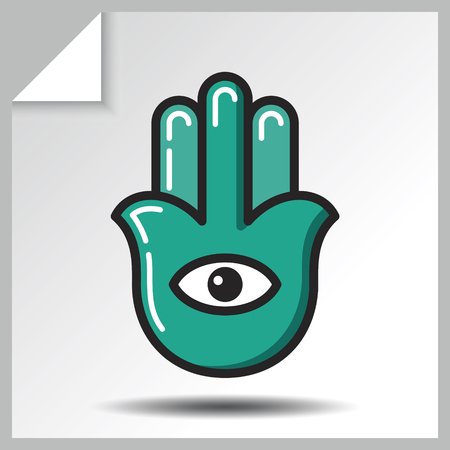 Judaism icon - Hamsa. Vector Isolated flat colorful illustration.のイラスト素材