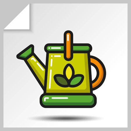 Watering can of garden and farm tool icon. Vector Isolated flat colorful illustration.のイラスト素材