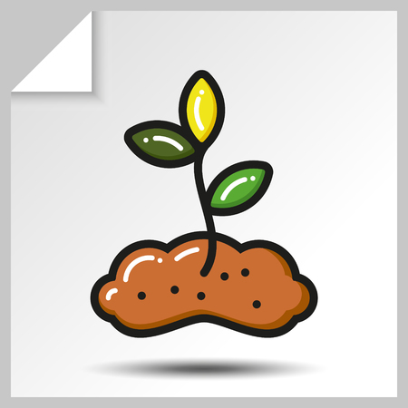 Seedling growing from the earth of gardening icon. Vector Isolated flat colorful illustration.のイラスト素材