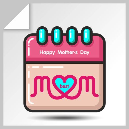 Calendar-holiday icons for mother's day or for birthday. Vector Isolated flat colorful illustration.のイラスト素材