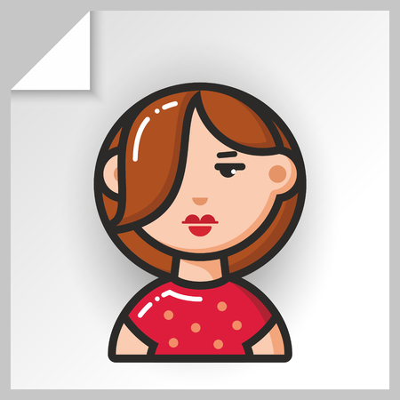 Cartoon female avatars- face icons. Vector Isolated flat colorful illustration.のイラスト素材