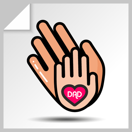 Two palms are hand-adult and childish. Icons for father's day or for birthday. Vector Isolated flat illustration.のイラスト素材