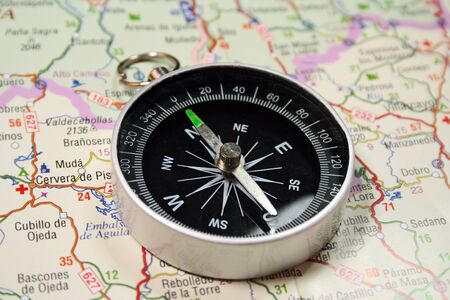 compass on a road map